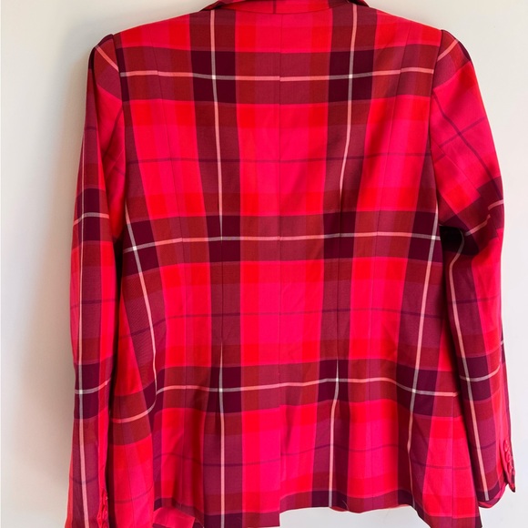 Trina Turk Pink and Red Blazer Structured Plaid Jacket 6 - Picture 7 of 7